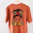 Teacher Life Messy Bun Glasses Leopard Sunflower Women's Comfort Colors T-Shirt Back Print Yam