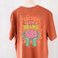 Teacher Teachers Love Brains Halloween Men Women Women's Comfort Colors T-Shirt Back Print Yam