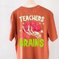 Teachers Love Brains Skeleton Halloween Teacher Funny Women's Comfort Colors T-Shirt Back Print Yam