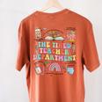 The Tired Teachers Department Retro Groovy Back To School Women's Comfort Colors T-Shirt Back Print Yam The Tired Teachers Department Retro Groovy Back To School Women's Comfort Colors T-Shirt Back Print Yam