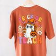 Trick Or Teach Cute Ghost Coffee Pumpkins Halloween Teacher Women's Comfort Colors T-Shirt Back Print Yam Trick Or Teach Cute Ghost Coffee Pumpkins Halloween Teacher Women's Comfort Colors T-Shirt Back Print Yam