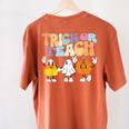 Trick Or Teach Cute Halloween Teacher Women's Comfort Colors T-Shirt Back Print Yam Trick Or Teach Cute Halloween Teacher Women's Comfort Colors T-Shirt Back Print Yam