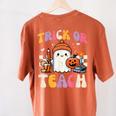 Trick Or Teach Ghost Teacher School Halloween Men Women Women's Comfort Colors T-Shirt Back Print Yam Trick Or Teach Ghost Teacher School Halloween Men Women Women's Comfort Colors T-Shirt Back Print Yam