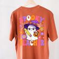 Trick Or Teach Spooky Teacher Ghost Halloween Teacher Women's Comfort Colors T-Shirt Back Print Yam Trick Or Teach Spooky Teacher Ghost Halloween Teacher Women's Comfort Colors T-Shirt Back Print Yam