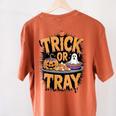 Trick Or Tray Halloween Cafeteria Teacher School Women's Comfort Colors T-Shirt Back Print Yam Trick Or Tray Halloween Cafeteria Teacher School Women's Comfort Colors T-Shirt Back Print Yam