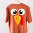 Turkey Face Halloween Costume Thanksgiving Teacher Nurse Women's Comfort Colors T-Shirt Back Print Yam Turkey Face Halloween Costume Thanksgiving Teacher Nurse Women's Comfort Colors T-Shirt Back Print Yam