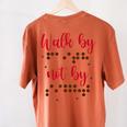 Visually Impaired Teacher Braille Bible Verse Walk By Faith Women's Comfort Colors T-Shirt Back Print Yam Visually Impaired Teacher Braille Bible Verse Walk By Faith Women's Comfort Colors T-Shirt Back Print Yam