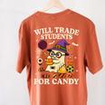 Will Trade Students For Candy Teacher Ghost Halloween Women's Comfort Colors T-Shirt Back Print Yam Will Trade Students For Candy Teacher Ghost Halloween Women's Comfort Colors T-Shirt Back Print Yam