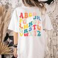 Alphabet Hi Back To School ABC Pre K Kindergarten Teacher Women's Comfort Colors T-Shirt Back Print Ivory