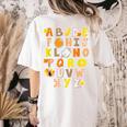 Alphabet Turkey Thanksgiving Costume Preschool Teacher Men Women Women's Comfort Colors T-Shirt Back Print Ivory