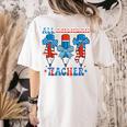 All American Teacher Pencil Coquette Bow USA Flag Teachers Women's Comfort Colors T-Shirt Back Print Ivory