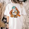 Art Teacher Painting Brushes Retro Pumpkin Ghost Artist Women's Comfort Colors T-Shirt Back Print Ivory