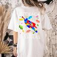 Autism Awareness Teacher I Teach Awesome Superheroes Women's Comfort Colors T-Shirt Back Print Ivory