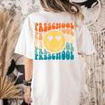 Back To School Groovy Smile Preschool Teachers Students Kids Women's Comfort Colors T-Shirt Back Print Ivory