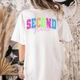 Back To School Neon Checkered Second Grade Colorful Teacher Women's Comfort Colors T-Shirt Back Print Ivory