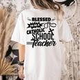 Blessed To Be A Catholic School Teacher Christian Teaching Women's Comfort Colors T-Shirt Back Print Ivory