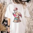 Book Lover Cute Flamingo Reading Teacher Librarian Women Women's Comfort Colors T-Shirt Back Print Ivory