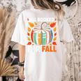 All Booked For Fall Book Pumpkin Autumn Thanksgiving Teacher Women's Comfort Colors T-Shirt Back Print Ivory