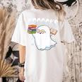 Books Halloween Librarian Teacher Reader Reading Book Lover Women's Comfort Colors T-Shirt Back Print Ivory