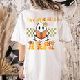You Can't Scare Me I Teach Preschool Ghost Halloween Teacher Women's Comfort Colors T-Shirt Back Print Ivory