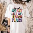 My Cat Ate My Lesson Plans Teacher Cat Humor Women's Comfort Colors T-Shirt Back Print Ivory My Cat Ate My Lesson Plans Teacher Cat Humor Women's Comfort Colors T-Shirt Back Print Ivory