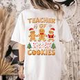 Christmas Teacher Of Smart Cookies Gingerbread Man Teaching Women's Comfort Colors T-Shirt Back Print Ivory Christmas Teacher Of Smart Cookies Gingerbread Man Teaching Women's Comfort Colors T-Shirt Back Print Ivory