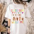 In This Classroom Everyone Is Welcome For Teacher Women's Comfort Colors T-Shirt Back Print Ivory In This Classroom Everyone Is Welcome For Teacher Women's Comfort Colors T-Shirt Back Print Ivory