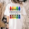 Colorful Crayon Kindergarten Team Tee For Teachers Students Men Women Kids Women's Comfort Colors T-Shirt Back Print Ivory