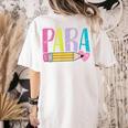Colorful PARA Teacher Paraprofessional Cute Pencil Women's Comfort Colors T-Shirt Back Print Ivory