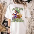 All The Cool Dragons Are Reading Dragon Teacher Women's Comfort Colors T-Shirt Back Print Ivory