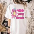 Created By God Called To Teacher Jesus Christian Teacher Women's Comfort Colors T-Shirt Back Print Ivory