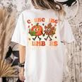 Crunching Numbers Just Like Leaves Pumpkin Fall Teacher Women's Comfort Colors T-Shirt Back Print Ivory