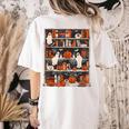 Cute Ghost Book Reading Books Lover Spooky Teacher Halloween Women's Comfort Colors T-Shirt Back Print Ivory