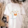 Cute Ghost Book Reading Halloween Teacher Women's Comfort Colors T-Shirt Back Print Ivory Cute Ghost Book Reading Halloween Teacher Women's Comfort Colors T-Shirt Back Print Ivory
