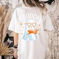 Cute Ghost Reading Book Librarian Teacher Halloween Costume Women's Comfort Colors T-Shirt Back Print Ivory