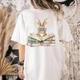 Cute Reading Bunny Glasses Books Bookworm Reader Teacher Women's Comfort Colors T-Shirt Back Print Ivory