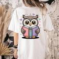 Cute Reading Owl Book Lover Teacher Librarian Bookworm Women's Comfort Colors T-Shirt Back Print Ivory Cute Reading Owl Book Lover Teacher Librarian Bookworm Women's Comfort Colors T-Shirt Back Print Ivory