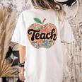 Cute Teacher With Apple Retro Teacher Kids Back To School Women's Comfort Colors T-Shirt Back Print Ivory Cute Teacher With Apple Retro Teacher Kids Back To School Women's Comfort Colors T-Shirt Back Print Ivory