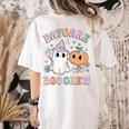Daycare Boo Crew Groovy Halloween Floral Ghost Kid Teacher Women's Comfort Colors T-Shirt Back Print Ivory Daycare Boo Crew Groovy Halloween Floral Ghost Kid Teacher Women's Comfort Colors T-Shirt Back Print Ivory