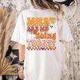 What Are We Doing Today Halloween PE Spooky Teacher Women's Comfort Colors T-Shirt Back Print Ivory