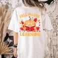 Fall In Love With Learning Pumpkin Thanksgiving Teacher Fall Women's Comfort Colors T-Shirt Back Print Ivory