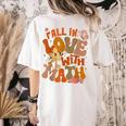 Fall In Love With Science Math Teacher Fall Thanksgiving Women's Comfort Colors T-Shirt Back Print Ivory