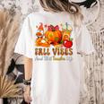 Fall Vibes Costume Teacher Thanksgiving Leopard Gnome Women's Comfort Colors T-Shirt Back Print Ivory