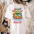 Feed The Reading Monster Halloween Teacher Women's Comfort Colors T-Shirt Back Print Ivory Feed The Reading Monster Halloween Teacher Women's Comfort Colors T-Shirt Back Print Ivory