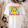 Field Trip Squad Groovy Field Day Smile Face Teacher Tie Dye Women's Comfort Colors T-Shirt Back Print Ivory Field Trip Squad Groovy Field Day Smile Face Teacher Tie Dye Women's Comfort Colors T-Shirt Back Print Ivory