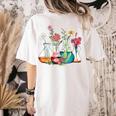 Floral Beakers Chemistry Lab Teacher Women's Comfort Colors T-Shirt Back Print Ivory Floral Beakers Chemistry Lab Teacher Women's Comfort Colors T-Shirt Back Print Ivory