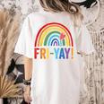 Fri-Yay Friyay Rainbow Colors Teacher Childrens Fun Designs Women's Comfort Colors T-Shirt Back Print Ivory Fri-Yay Friyay Rainbow Colors Teacher Childrens Fun Designs Women's Comfort Colors T-Shirt Back Print Ivory