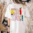 Fri-Yay Happy Friday Lovers Teacher Weekend Women Women's Comfort Colors T-Shirt Back Print Ivory Fri-Yay Happy Friday Lovers Teacher Weekend Women Women's Comfort Colors T-Shirt Back Print Ivory