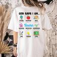 God Says Im Teacher Christian Back To School Religious Women's Comfort Colors T-Shirt Back Print Ivory God Says Im Teacher Christian Back To School Religious Women's Comfort Colors T-Shirt Back Print Ivory
