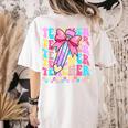 Groovy Teacher Cute Coquette Bow Flower Retro Back To School Women's Comfort Colors T-Shirt Back Print Ivory